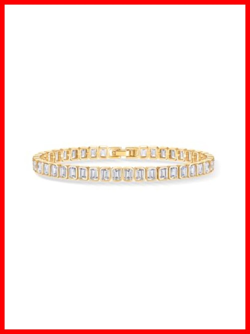 14K Gold Plated Tennis Bracelet Bezel Set CZ 7 Inch